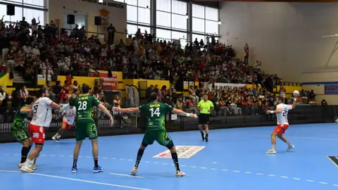 Momento del partido del Balonmano Nava Segovia
