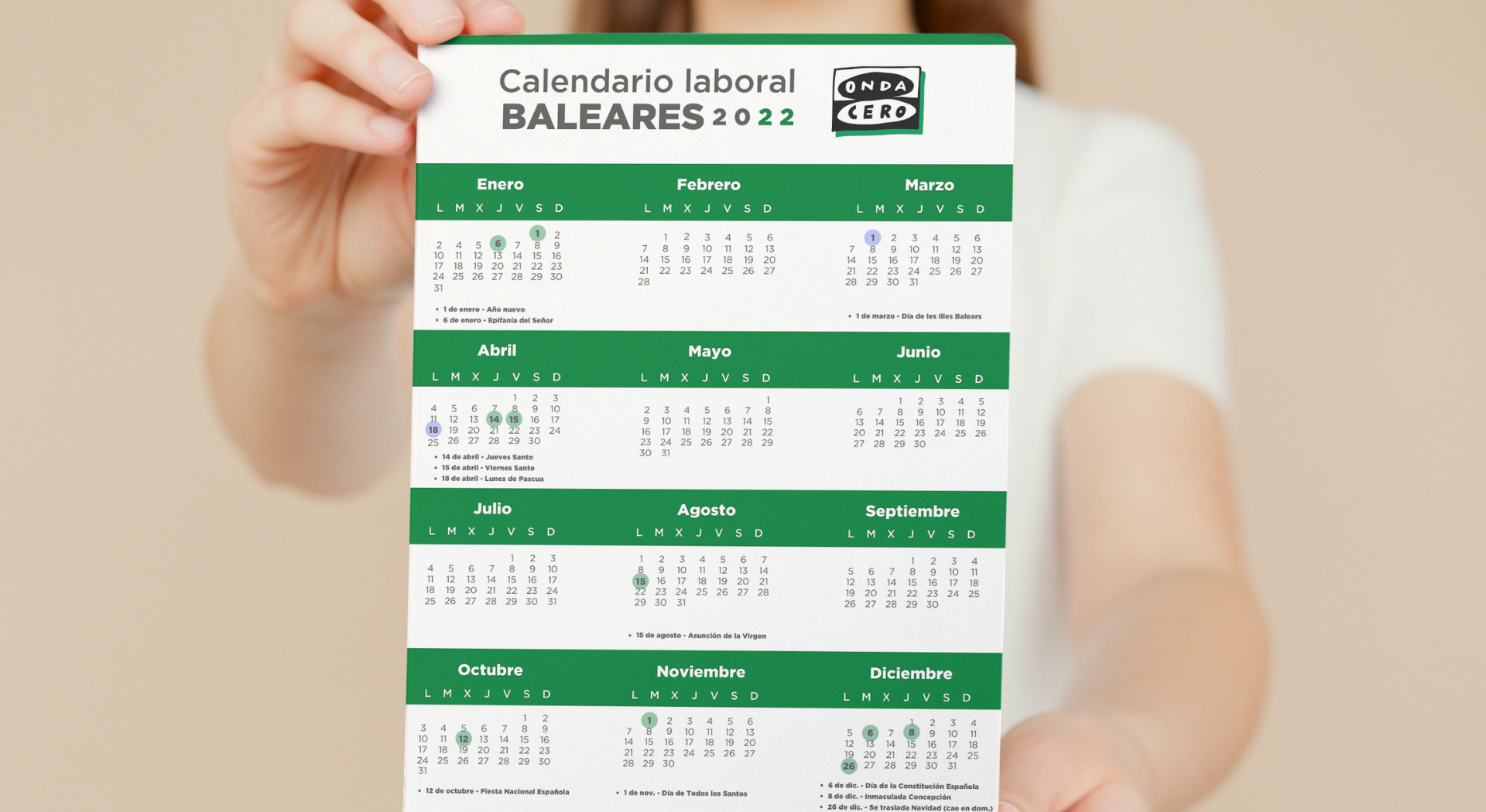 Calendario laboral de Baleares para 2022: estos son los días festivos Calendario laboral de Baleares para 2022: estos son los días festivos