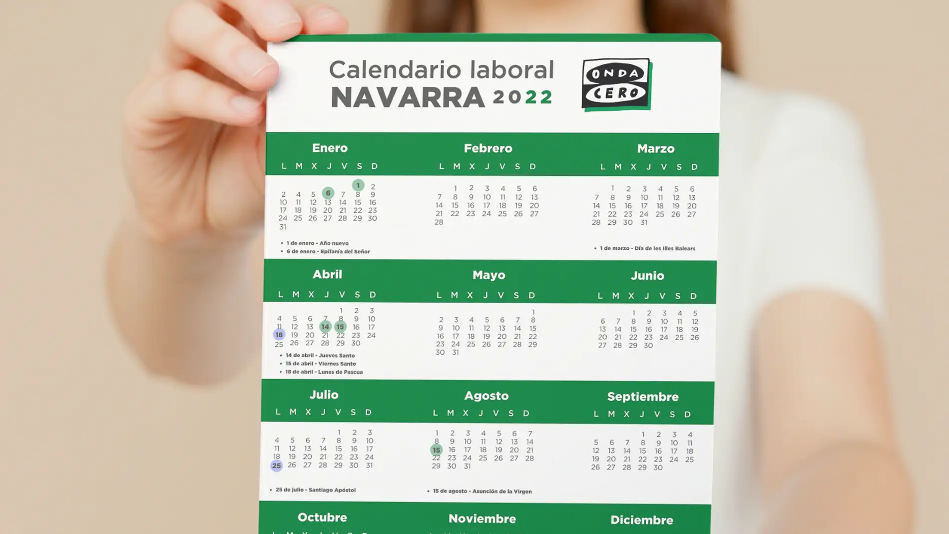 Calendario laboral de Navarra para 2022