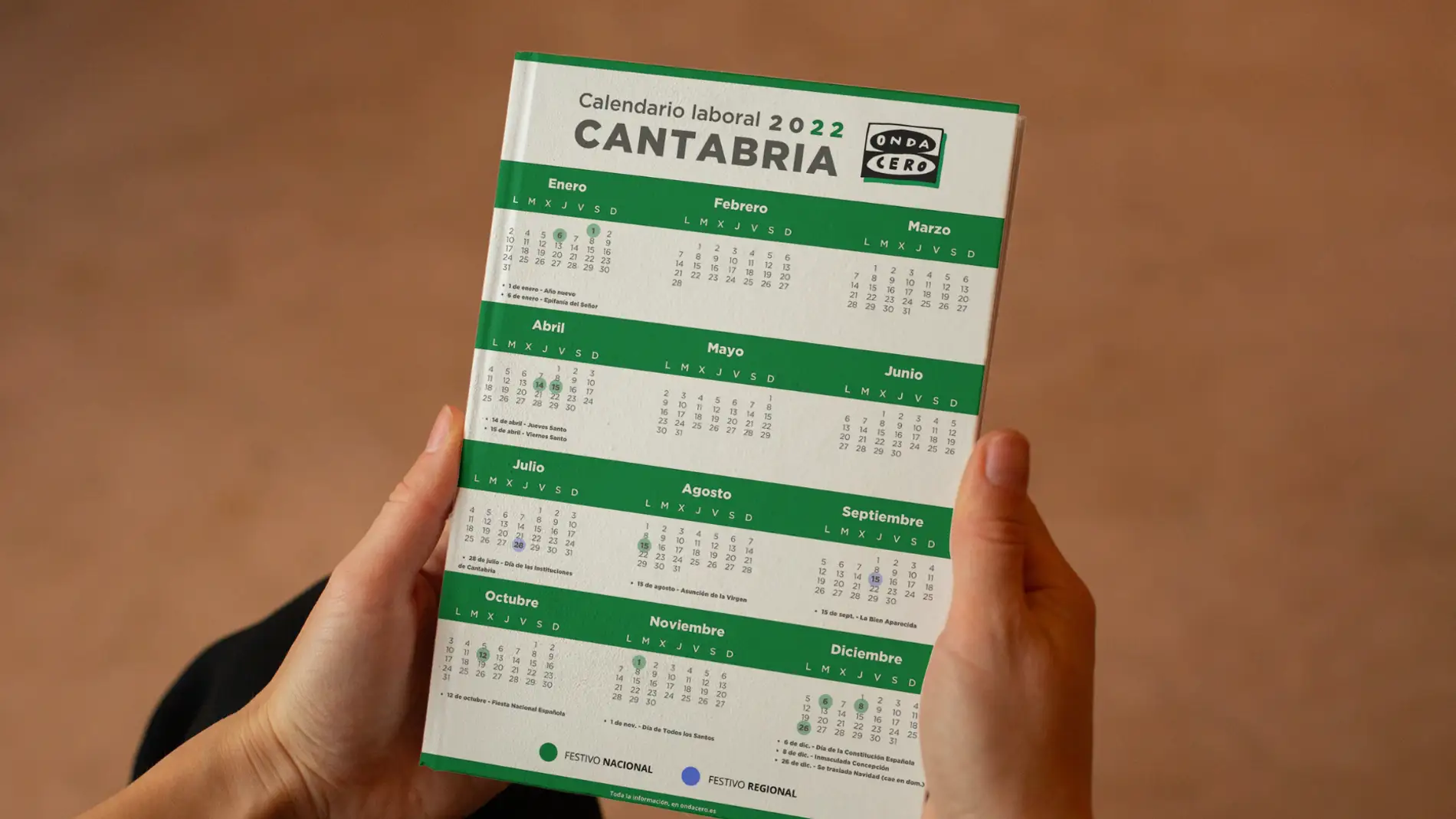 Calendario laboral de Cantabria para 2022