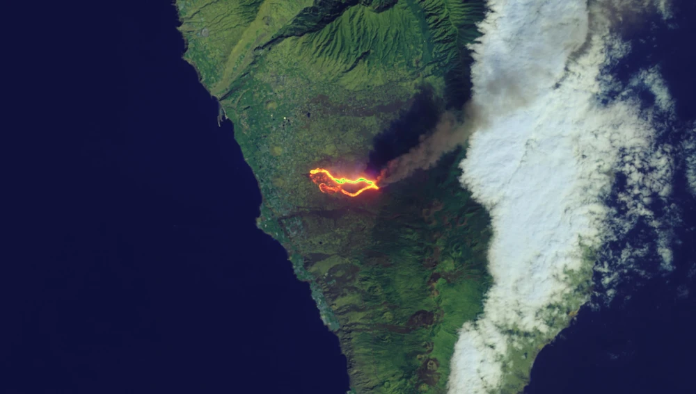 La imagen de la lava del volcán de La Palma vista desde el espacio