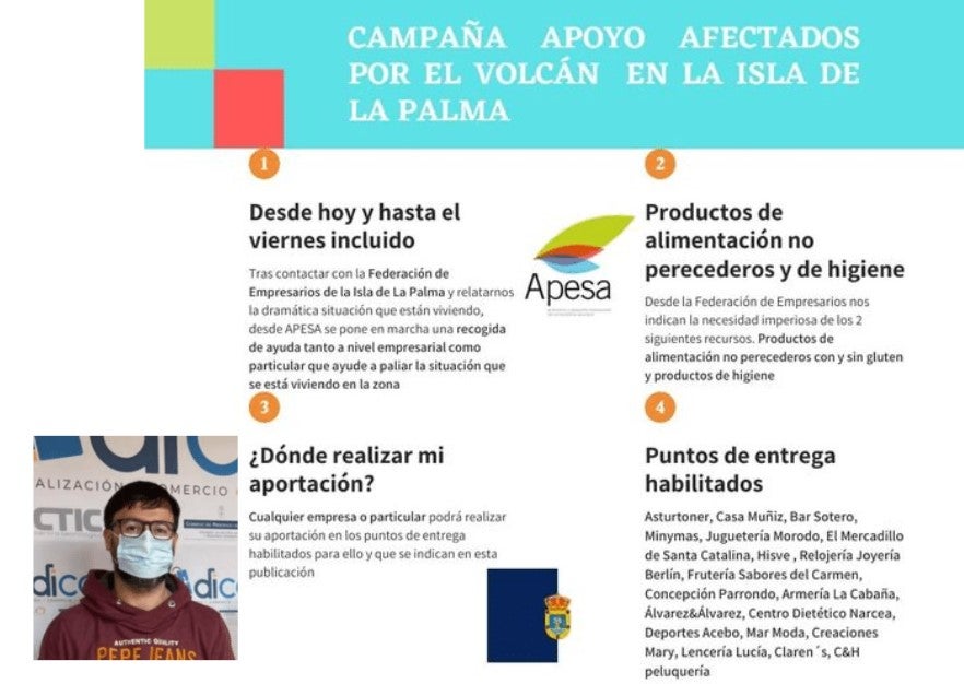 Los autónomos y empresarios cangueses lanzan una campaña a favor de los afectados por el volcán Los autónomos y empresarios cangueses lanzan una campaña a favor de los afectados por el volcán