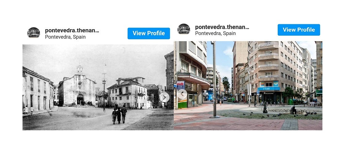 El antes y el ahora de Pontevedra en el Instagram de Óscar Ferreira El antes y el ahora de Pontevedra en el Instagram de Óscar Ferreira