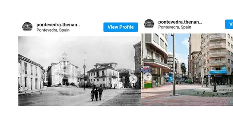 Óscar Ferreira retrata la Pontevedra actual para compararla en Instagram con fotos antiguas. Más de Uno Pontevedra