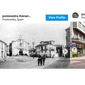 Óscar Ferreira retrata la Pontevedra actual para compararla en Instagram con fotos antiguas.