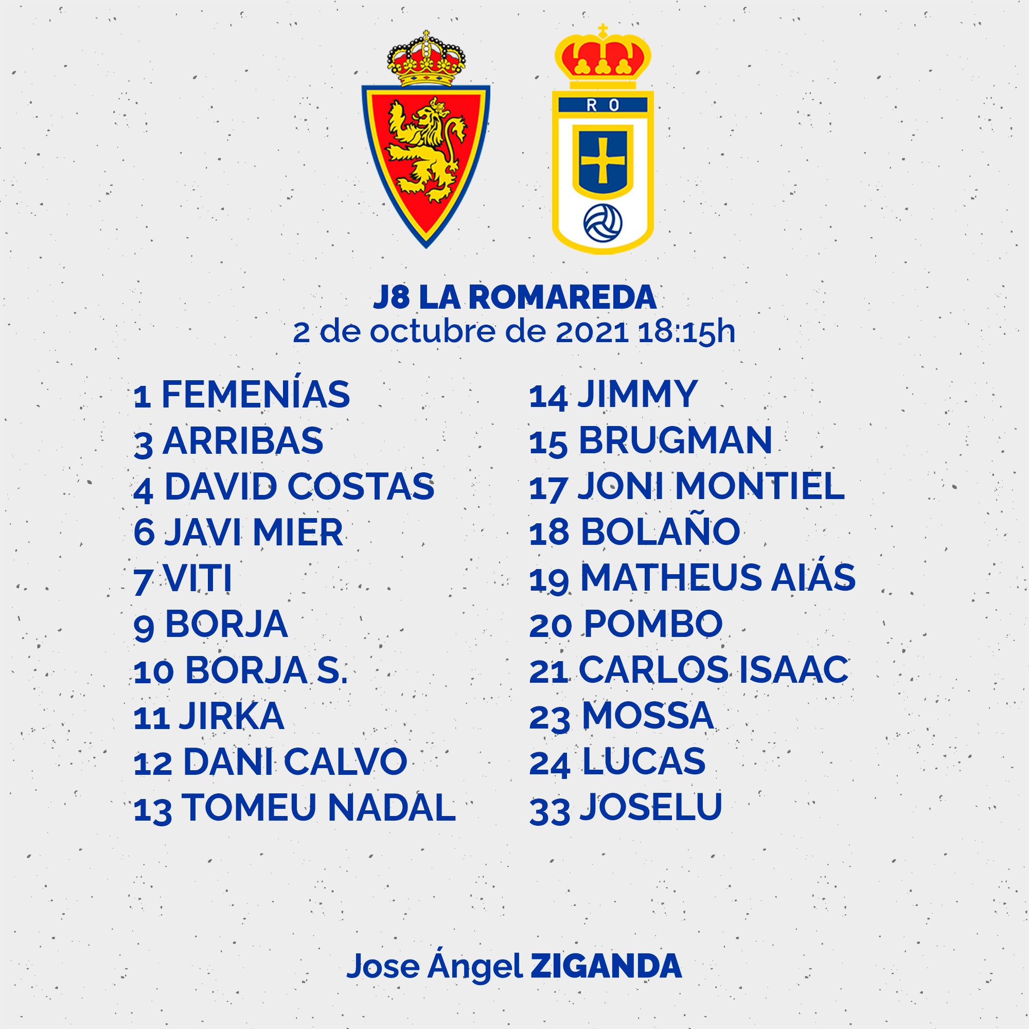 Ziganda cita 20 jugadores para Zaragoza Ziganda cita 20 jugadores para Zaragoza
