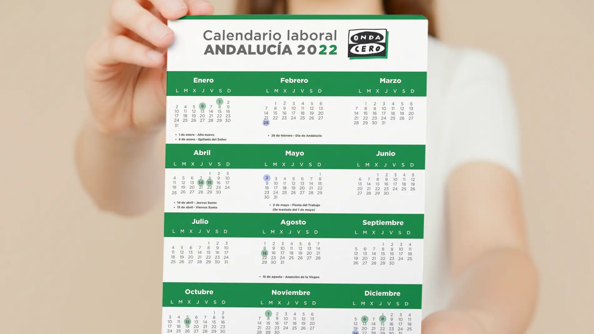 Calendario laboral de Andalucía para 2022