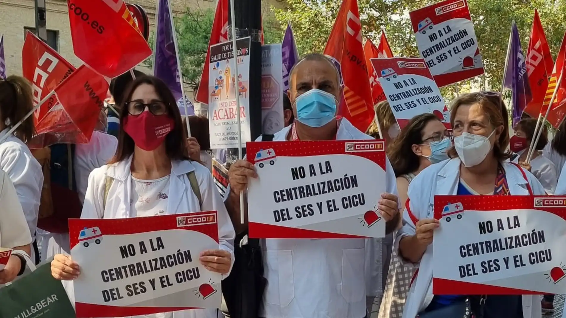 Una imagen de la concentración ante la consellería de Sanidad en Valencia 