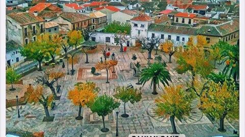 Pintura "Plaza del Pradillo" de Dami&aacute;n Cano, Viso del Marqu&eacute;s