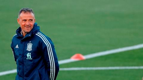  Luis Enrique durante un entrenamiento de la selección española