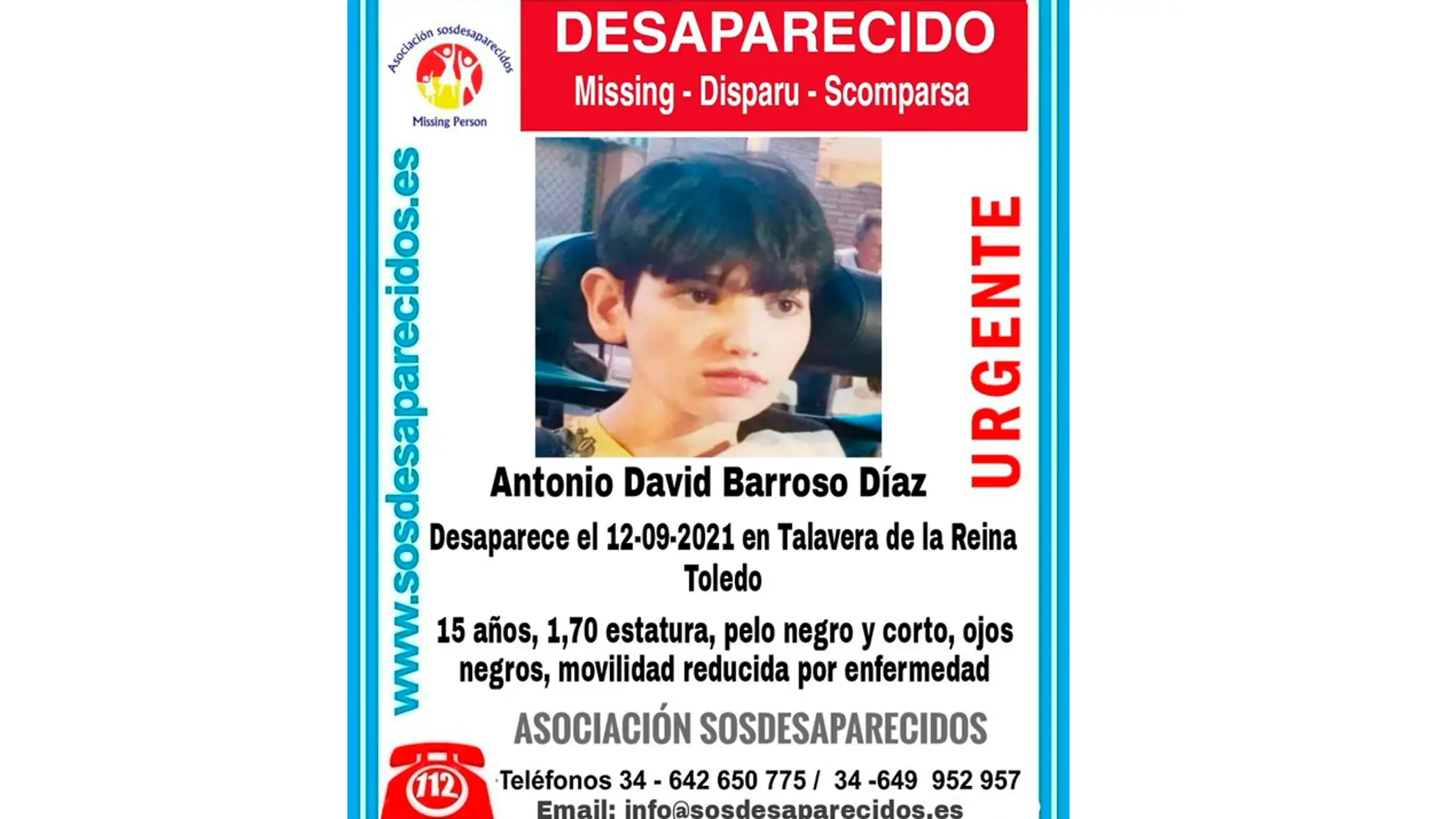 El menor desaparecido Antonio David Barroso Díaz