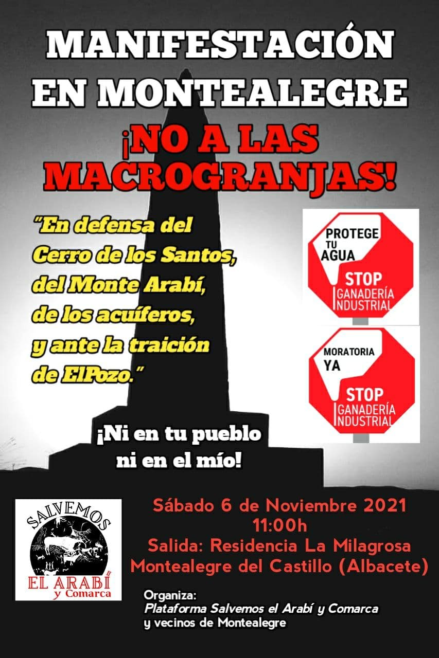 Montealegre se manifestará contra las macrogranjas este fin de semana Montealegre se manifestará contra las macrogranjas este fin de semana