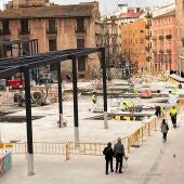 Obras en el entorno del Mercado Central de Valencia