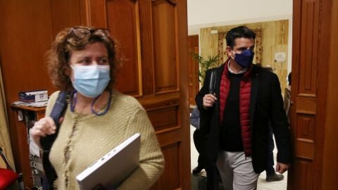 Alba Doblas y Pedro Garc&iacute;a (IU) entran en el sal&oacute;n de plenos