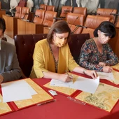 Caballero, Franco y Fresneda firman el protocolo Caballero, Franco y Fresneda firman el protocolo