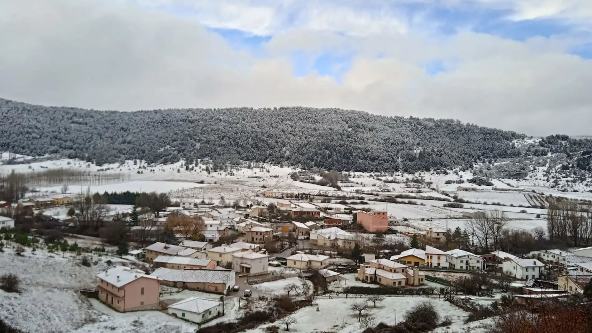 Vega del Codorno nevado, en la Serranía de Cuenca, este martes