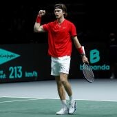 El ruso Andrey Rublev en la fase final de la Copa Davis de tenis