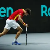 El español Pablo Carreño durante su enfrentamiento ante el ruso Daniil Medvedev El español Pablo Carreño durante su enfrentamiento ante el ruso Daniil Medvedev