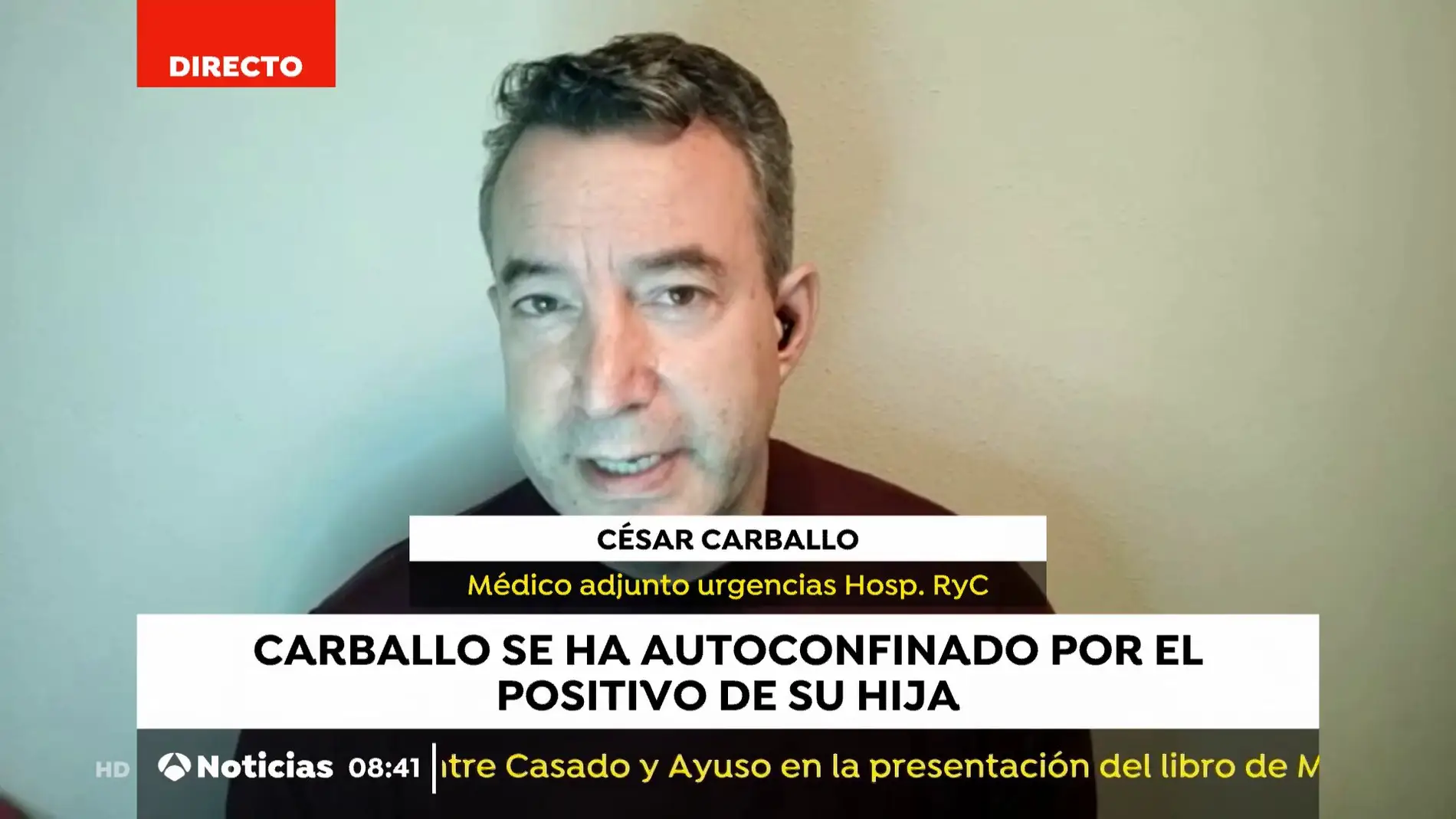 El doctor César Carballo se autoconfina en casa tras el positivo en coronavirus de su hija