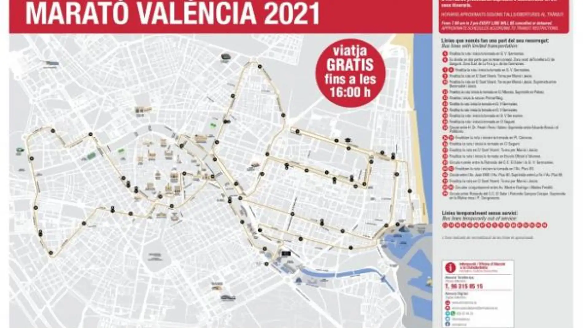 Calles cortadas Valencia Maratón
