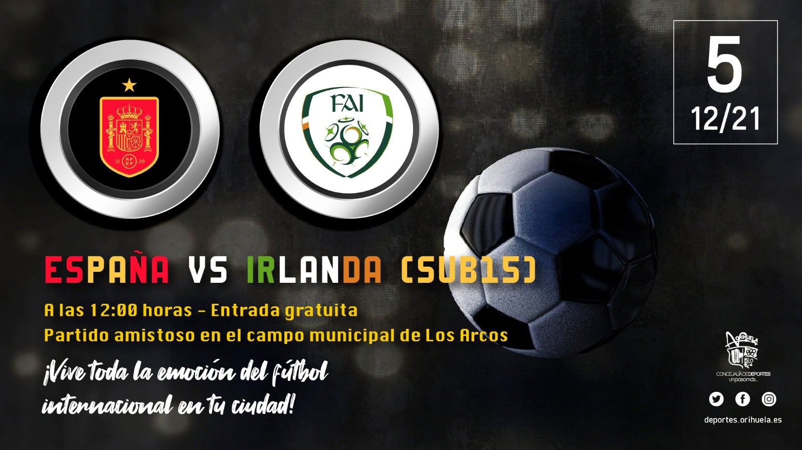 El campo municipal de Los Arcos acoge este domingo el partido de fútbol de la Sub-15 España-Irlanda El campo municipal de Los Arcos acoge este domingo el partido de fútbol de la Sub-15 España-Irlanda