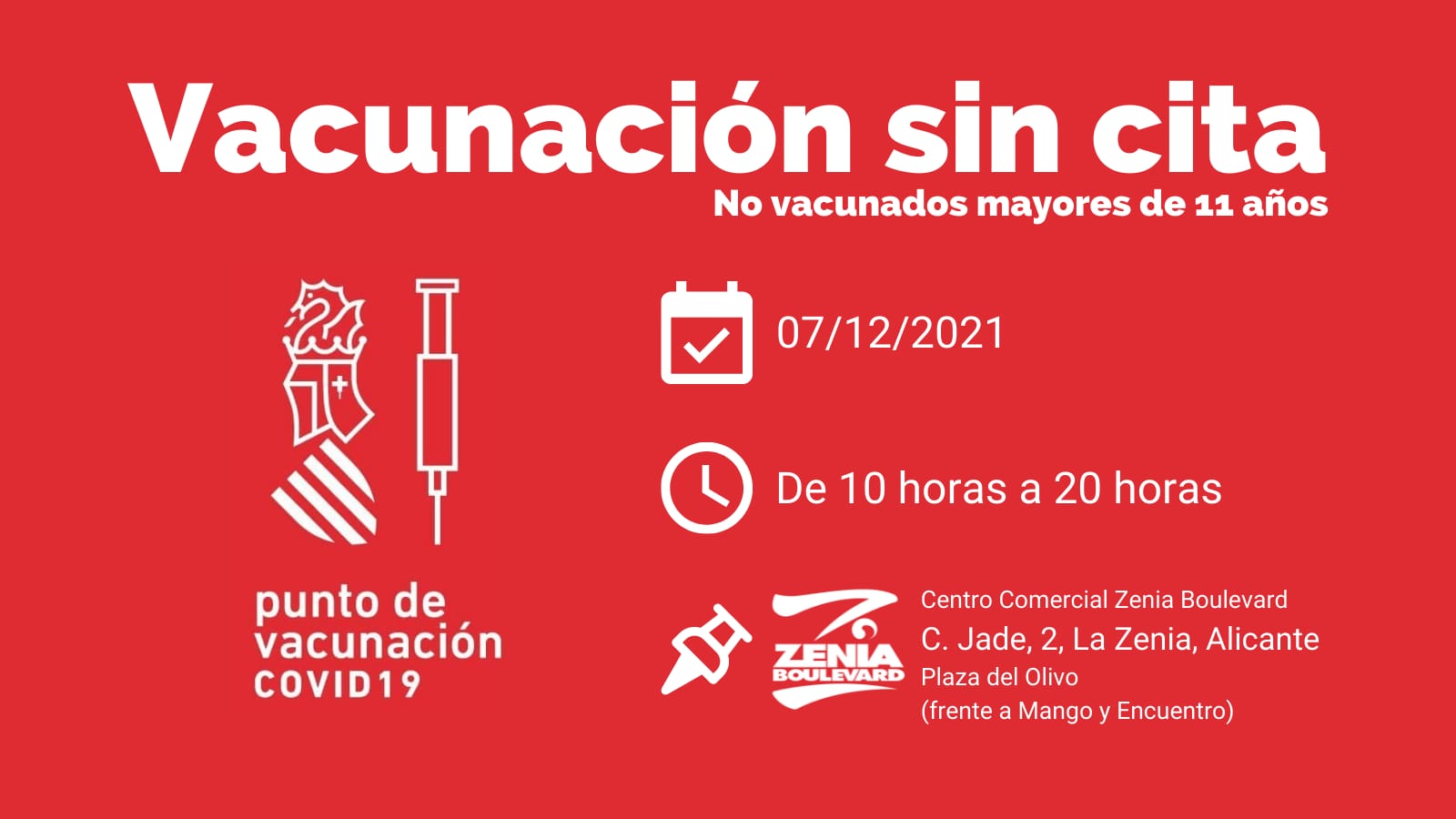 Vacunación masiva en el Centro Comercial Zenia Boulevard hoy martes Vacunación masiva en el Centro Comercial Zenia Boulevard hoy martes