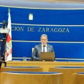 El presidente de la DPZ, durante la rueda de prensa