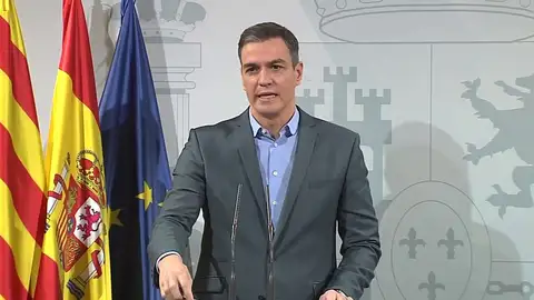 Pedro Sánchez, durante su comparecencia Pedro Sánchez, durante su comparecencia