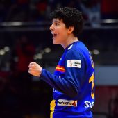 Merche Castellanos durante un partido del mundial de balonmano