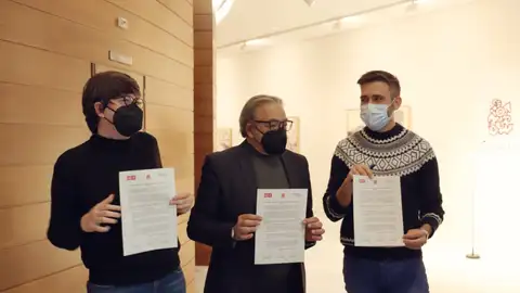 Pilar Lima (UP), Manolo Mata (PSPV-PSOE) y Fran Ferri (Compromís). Pilar Lima (UP), Manolo Mata (PSPV-PSOE) y Fran Ferri (Compromís).