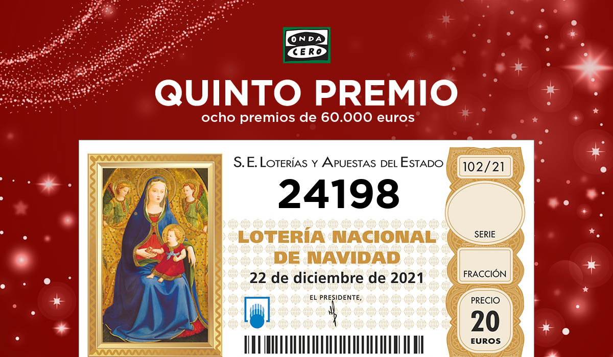 El número 24.198, uno de los quintos premios de la Lotería de Navidad, deja en Elche más de un millón de euros El número 24.198, uno de los quintos premios de la Lotería de Navidad, deja en Elche más de un millón de euros