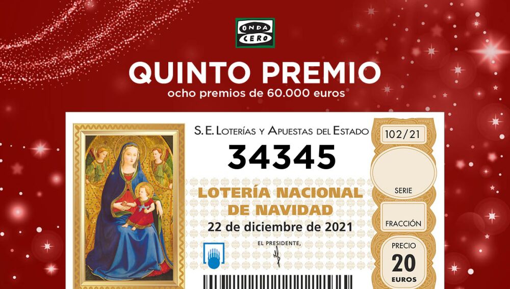 34.345, séptimo quinto premio de la Lotería de Navidad 2021