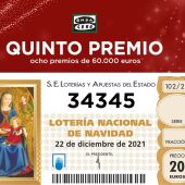 34.345, séptimo quinto premio de la Lotería de Navidad 2021