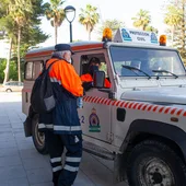 Un coche de Protección Civil de Puerto Real Un coche de Protección Civil de Puerto Real