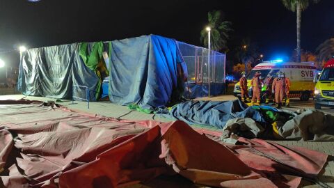 Nueve menores heridos al levantar el viento y tumbar un hinchable en la feria de Mislata