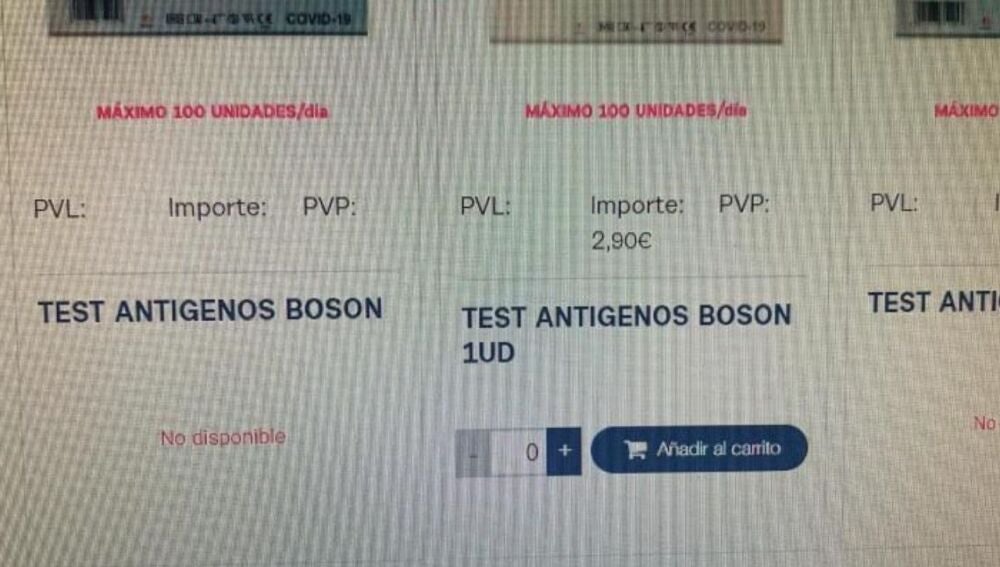 Las farmacias han comprado los test a 2,90 euros