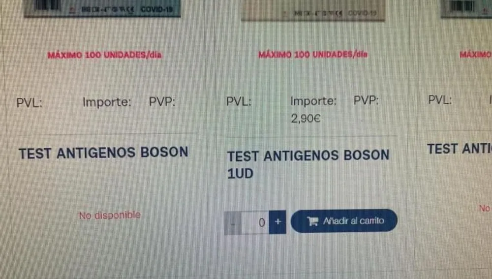 Las farmacias han comprado los test a 2,90 euros