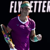 Rafa Nadal celebra una victoria. Rafa Nadal celebra una victoria.