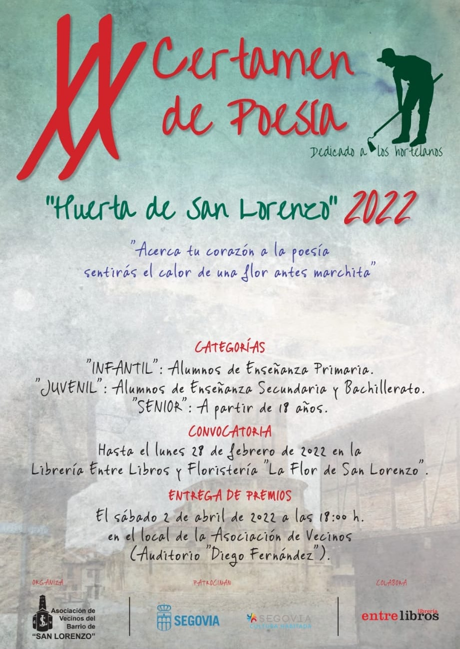 En marcha el XX Certamen de Poesía de San Lorenzo En marcha el XX Certamen de Poesía de San Lorenzo