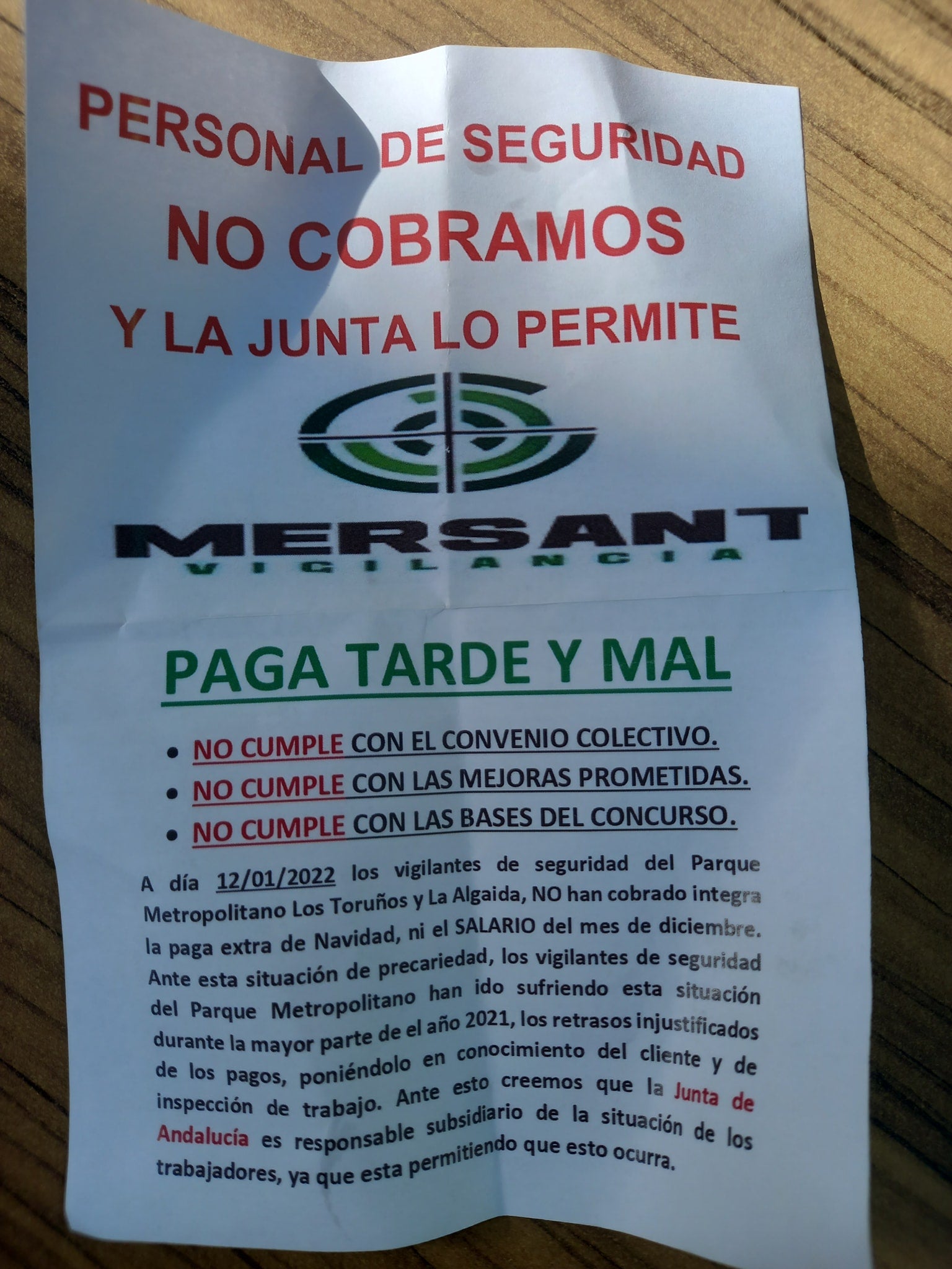 Los vigilantes de Los Toruños, sin cobrar desde diciembre Los vigilantes de Los Toruños, sin cobrar desde diciembre