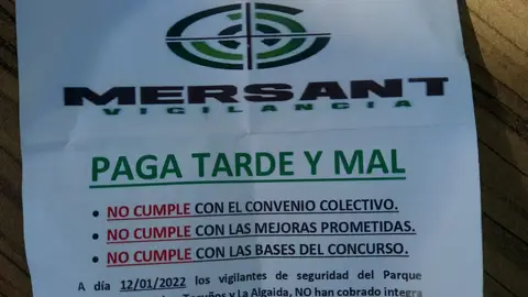 Panfleto repartido por los vigilantes Panfleto repartido por los vigilantes