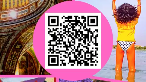 Cartel con QR de Villafranca de los Caballeros en Fitur Cartel con QR de Villafranca de los Caballeros en Fitur