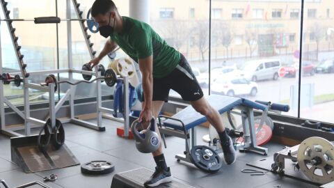 Real Racing Club entrenamiento gimnasio tras aplazarse el Depor-Racing