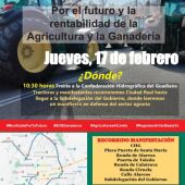 Cartel de la manifestación y tractorada en Ciudad Real