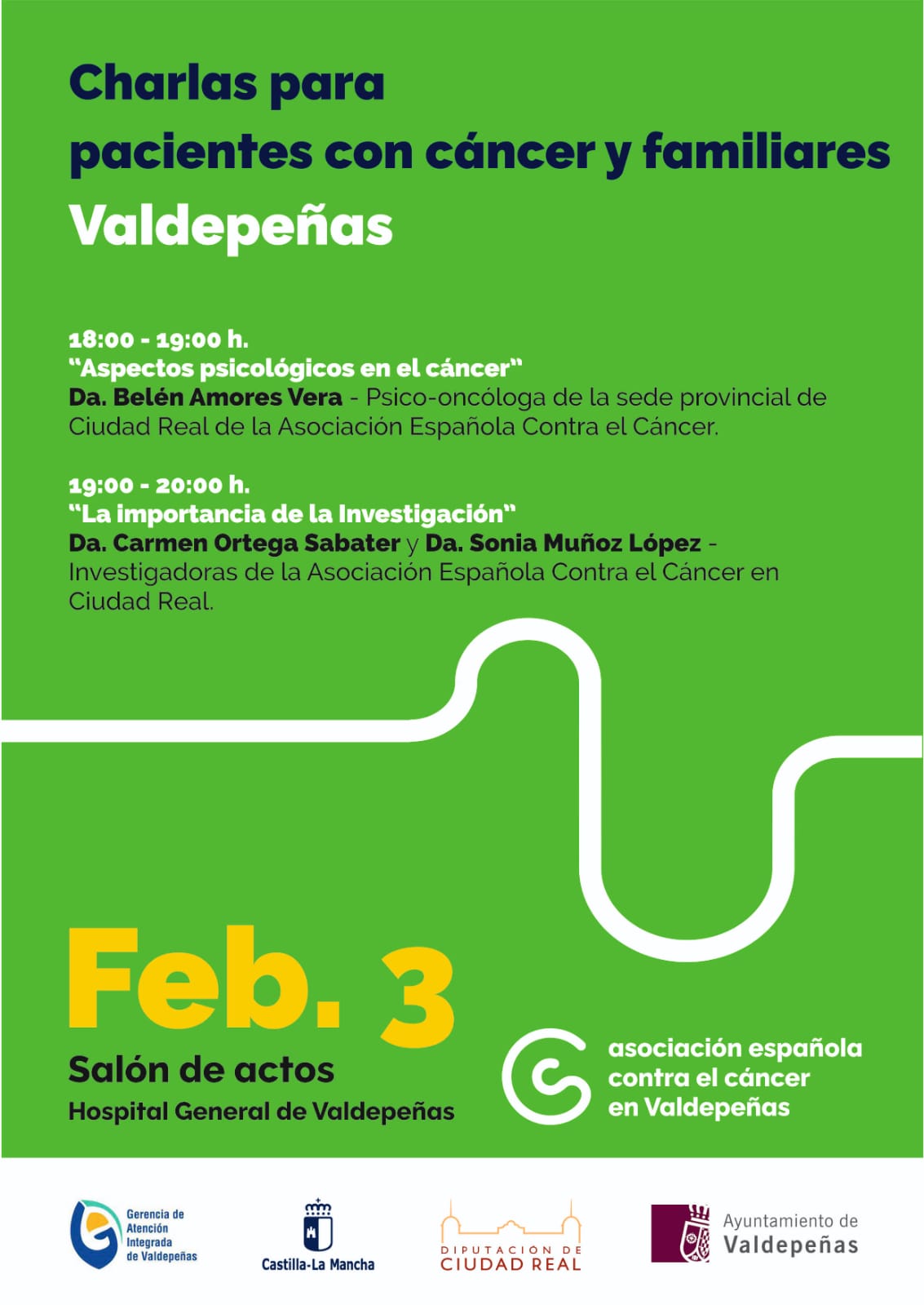 AECC en Valdepeñas organiza una jornada de conferencias y otras actividades AECC en Valdepeñas organiza una jornada de conferencias y otras actividades