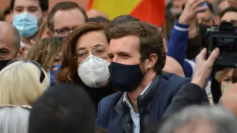 El líder del PP, Pablo Casado, en un mitin en Palencia El líder del PP, Pablo Casado, en un mitin en Palencia