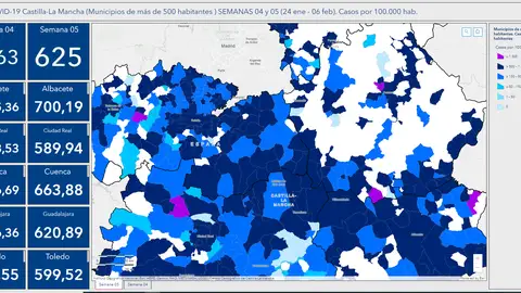 Mapa de incidencia del coronavirus en las provincias de CLM Mapa de incidencia del coronavirus en las provincias de CLM