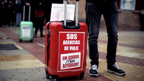 Representantes de agencias de turismo, durante una protesta