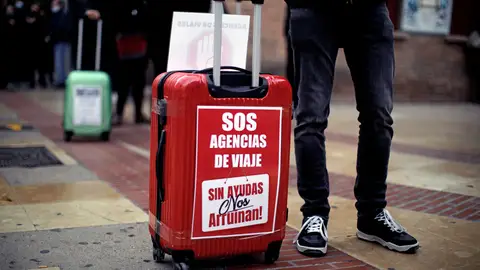 Representantes de agencias de turismo, durante una protesta Representantes de agencias de turismo, durante una protesta
