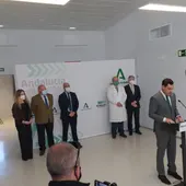 Instantes de la comparecencia del Presidente de la Junta de Andalucía, Juanma Moreno Instantes de la comparecencia del Presidente de la Junta de Andalucía, Juanma Moreno